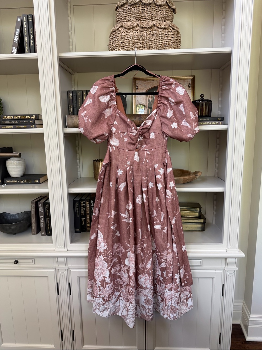 Anthropologie En Saison Floral Puff-Sleeve Midi Dress